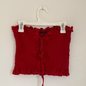Red strapless top